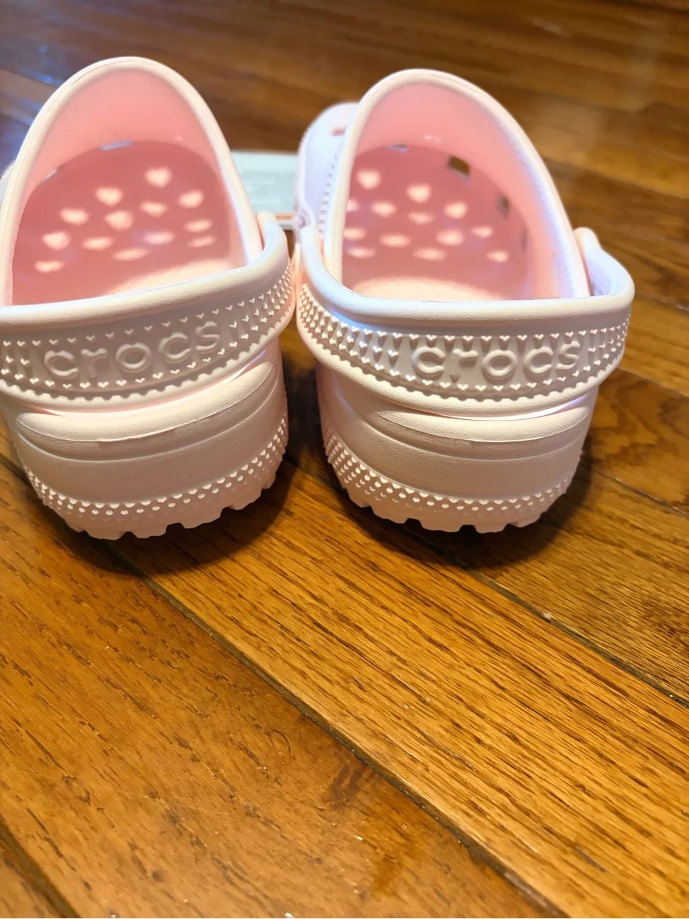 CROCS Kids Pink Heart Clogs with Strap